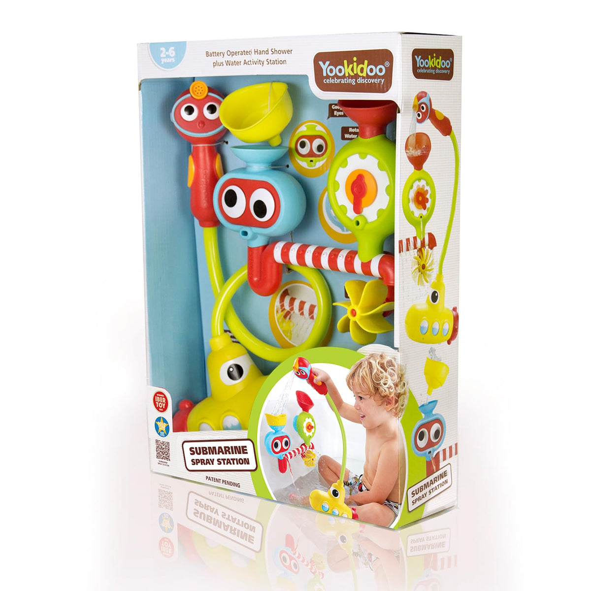Yookidoo Submarine Spray Station — Mold-Free, Wall-Mounted Bath Toy for Kids 2+ with Battery-Operated Shower Head