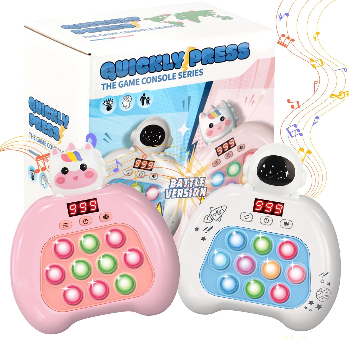 YOPYCCD Electronic Pop It Game with LED Screen – 2-Player Online Bubble Pop Fidget Toy (White)