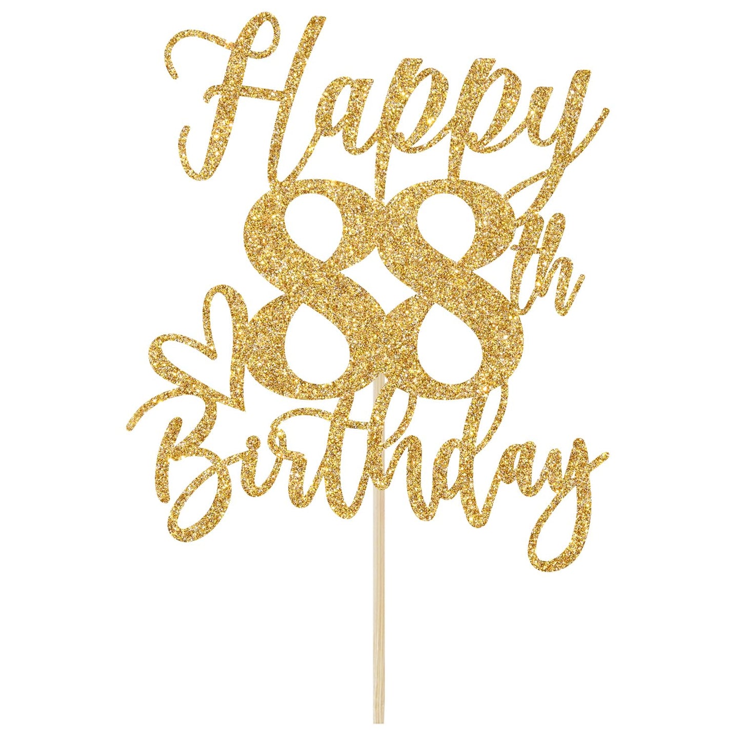 Yotawebery Happy 88th Birthday Cake Topper - Gold Glitter