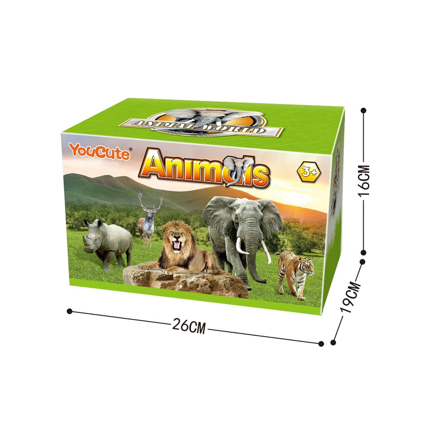 YouCute 15 Animal Toys Set – Realistic Safari Animals with Play Mat