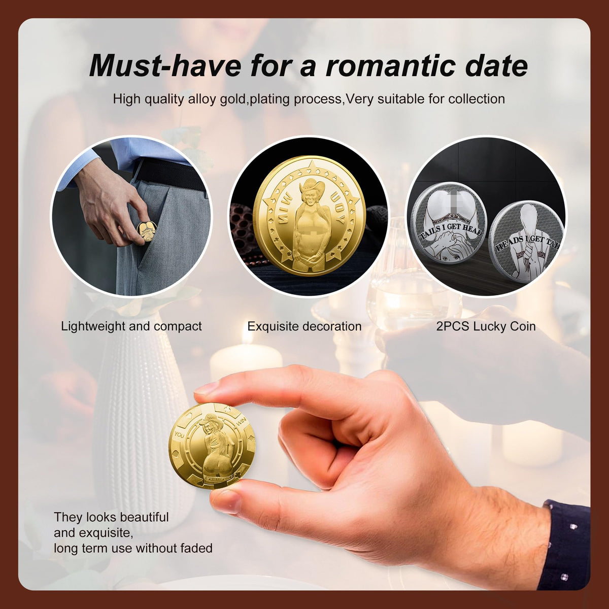 YOUNEEDFUL 2025 2-Piece Double-Side Heads & Tails Coin – Lucky Token for Fun Pranks and Dates