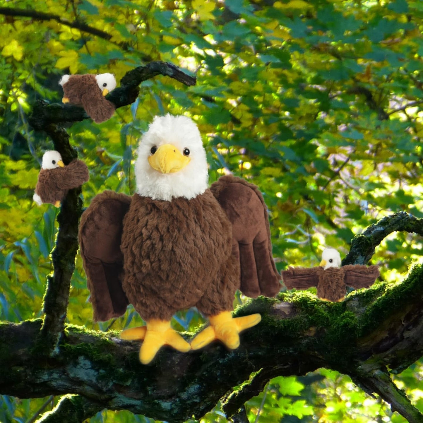 Youthfuljive 4-Piece Bald Eagle Plush Set – Mommy Eagle + 3 Babies | Soft, Safe Plush Toys for Kids