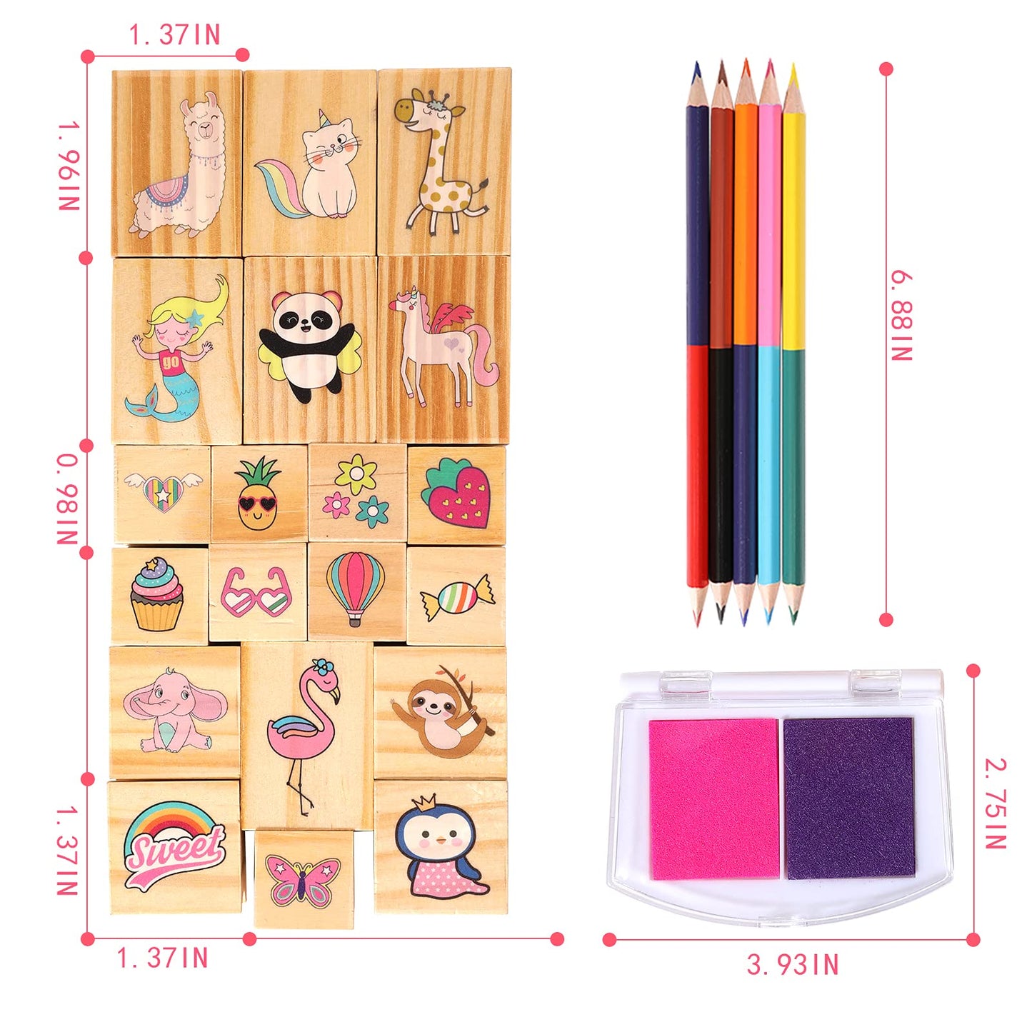 YOYTOO Unicorn Wooden Stamp & Sticker Set – Creative Kids Craft Kit (Ages 4-10)