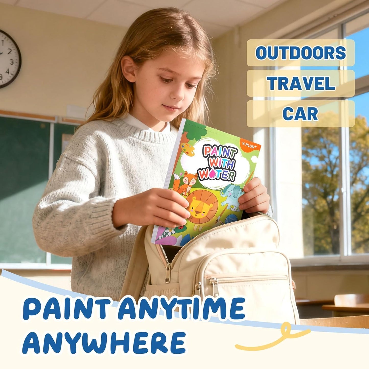 YPLUS Paint with Water Books for Toddlers – Watercolor Painting with Brush Pen, 20 Animal Patterns (Ages 1-6)