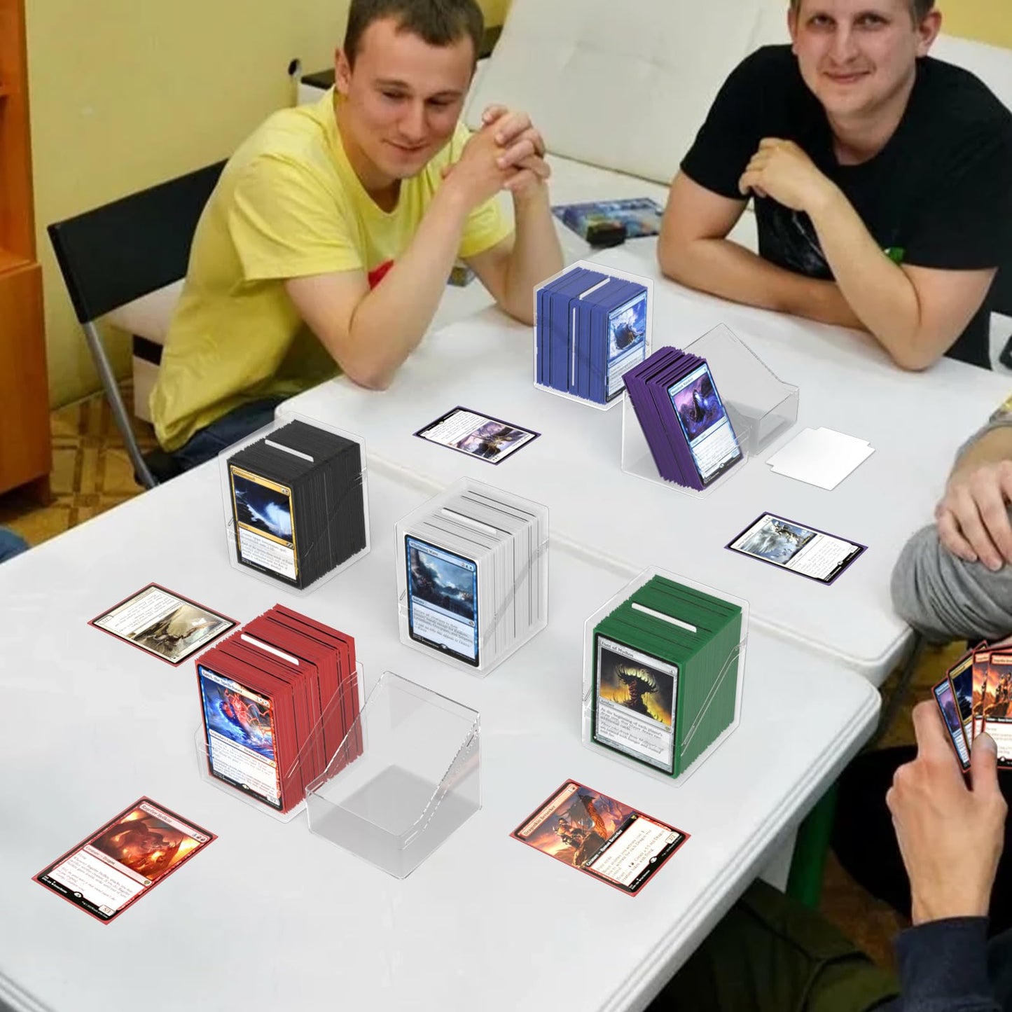 YSCare 6 Pack Card Deck Boxes with 600 Sleeves | Clear Commander Case for MTG & Trading Cards