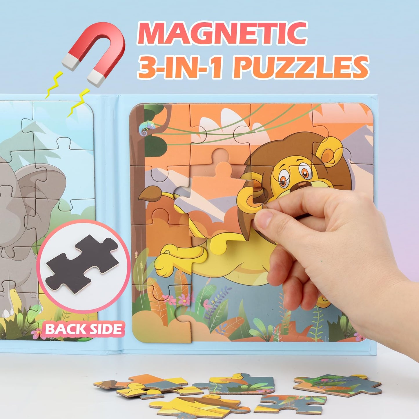 YSCEN Magnetic Puzzles for Kids – Dinosaur Jigsaw Set for 3-5 Year Olds