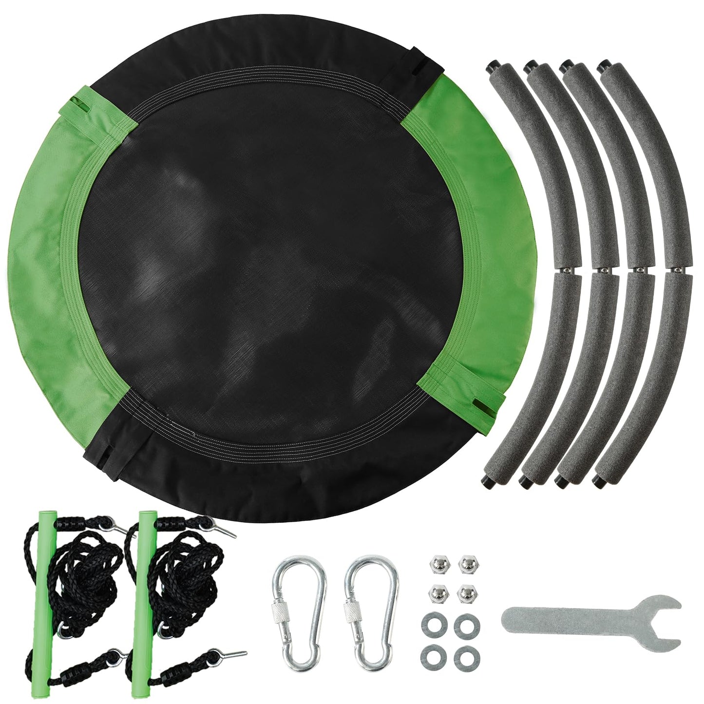 YSEJOMP Black Round Saucer Swing with Handles – 40-Inch Outdoor Swing, Durable Frame & PP Mat