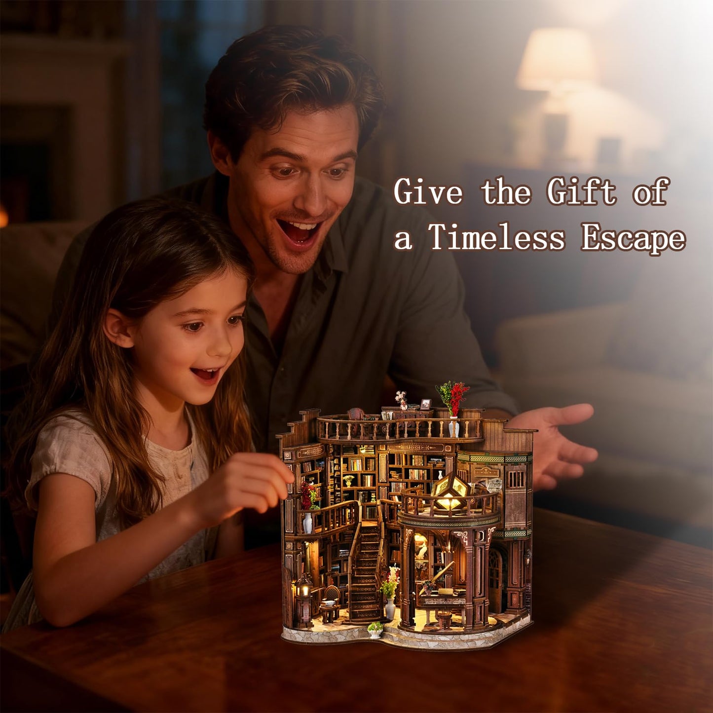 YSWOOD WORLD Book Nook Kit – DIY Miniature House, 3D Puzzle with LED Light