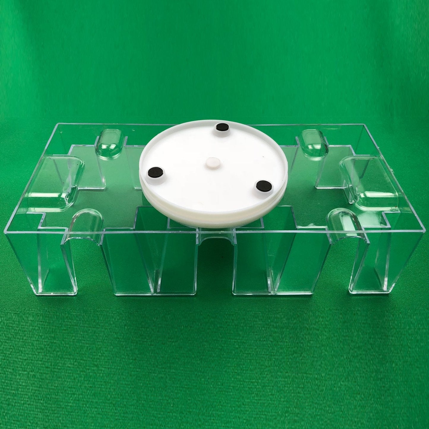 Yuanhe 9-Deck Canasta Card Tray – Fixed-Base, Clear 3-Deck-Per-Side Card Holder