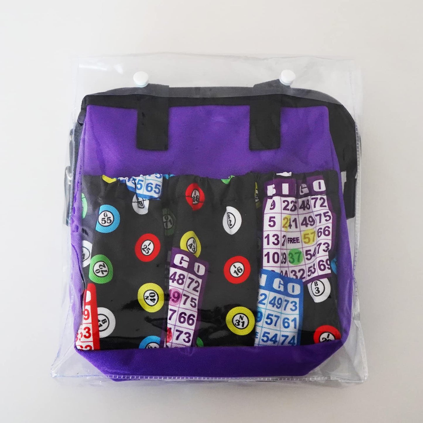 Yuanhe Bingo Dauber Tote Bag - Purple Pattern with Zipper and 6 Pockets