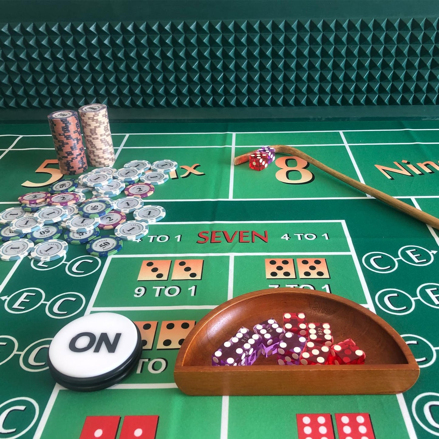 Yuanhe Craps Dice Boat Tray – Wood Casino Dice Bowl Holder for Home & Casino Tables