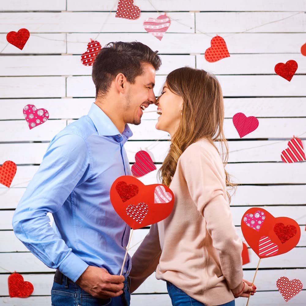 YUJUN 1000 Pcs Valentine’s Day Heart Stickers – 2 Red Rolls Self-Adhesive Labels