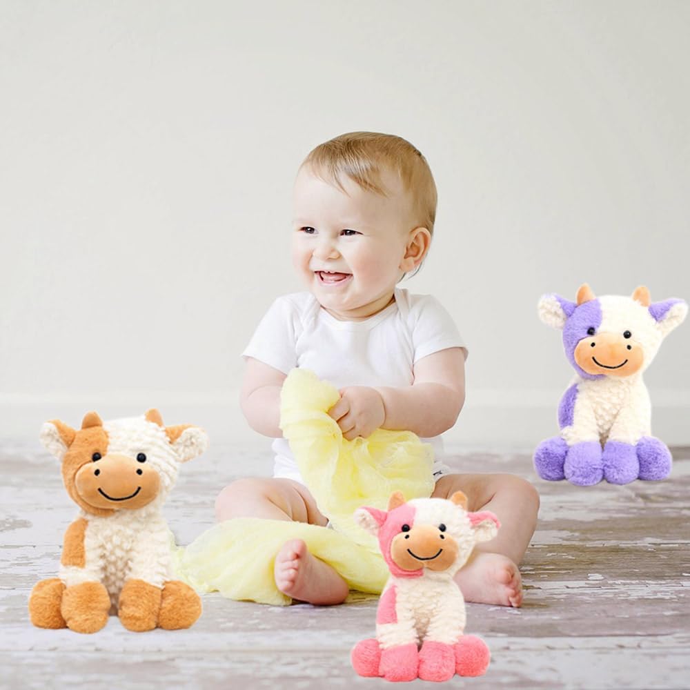 YUKOUQIAN Cute Cow Plush – 8-Inch Soft Cow Stuffed Animal for Kids