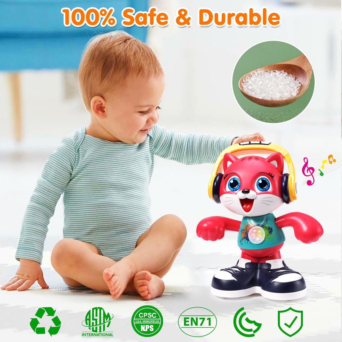 Yunaking Dancing Cat Baby Toy – Music, Lights & Interactive Learning for 2-3 Year Olds