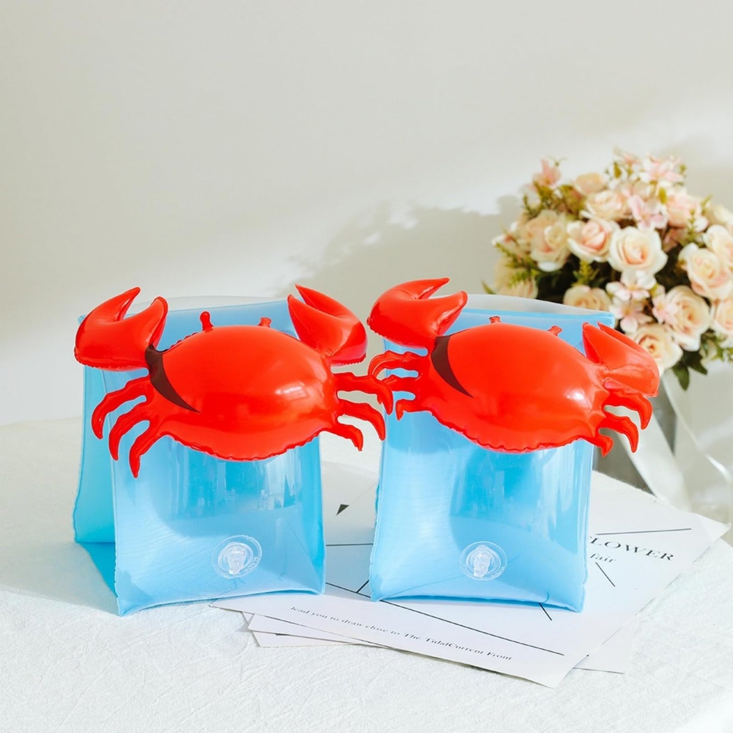 YUNLOVXEE 2 Pack Kids Arm Floaties – Watermelon & Crab Cartoon Inflatables