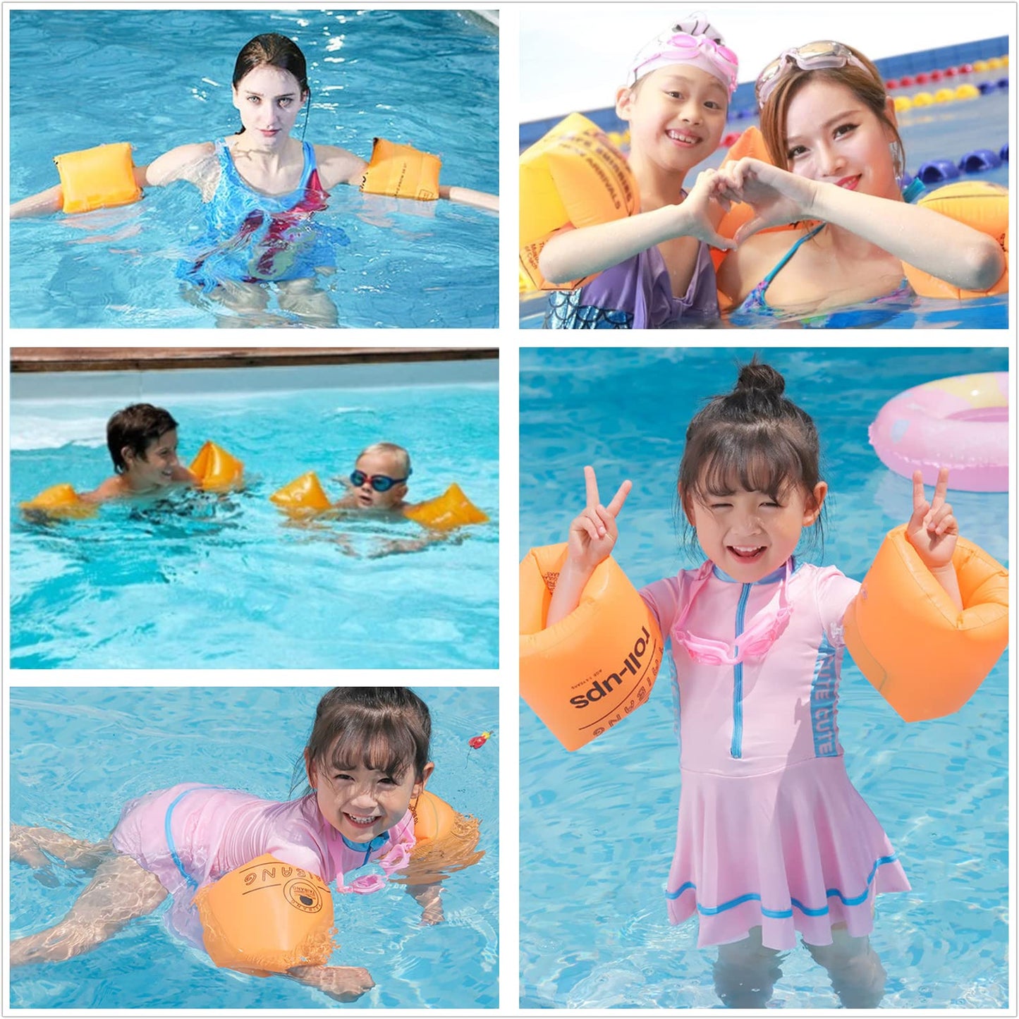 YUNLOVXEE Arm Floaties – 2-4 Pack for Kids & Adults (Pink) | Swim Rings