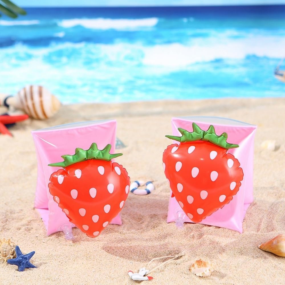 YUNLOVXEE 2 Pack Kids Arm Floaties - Cartoon Watermelon & Strawberry Pool Floats (Ages 3-12)