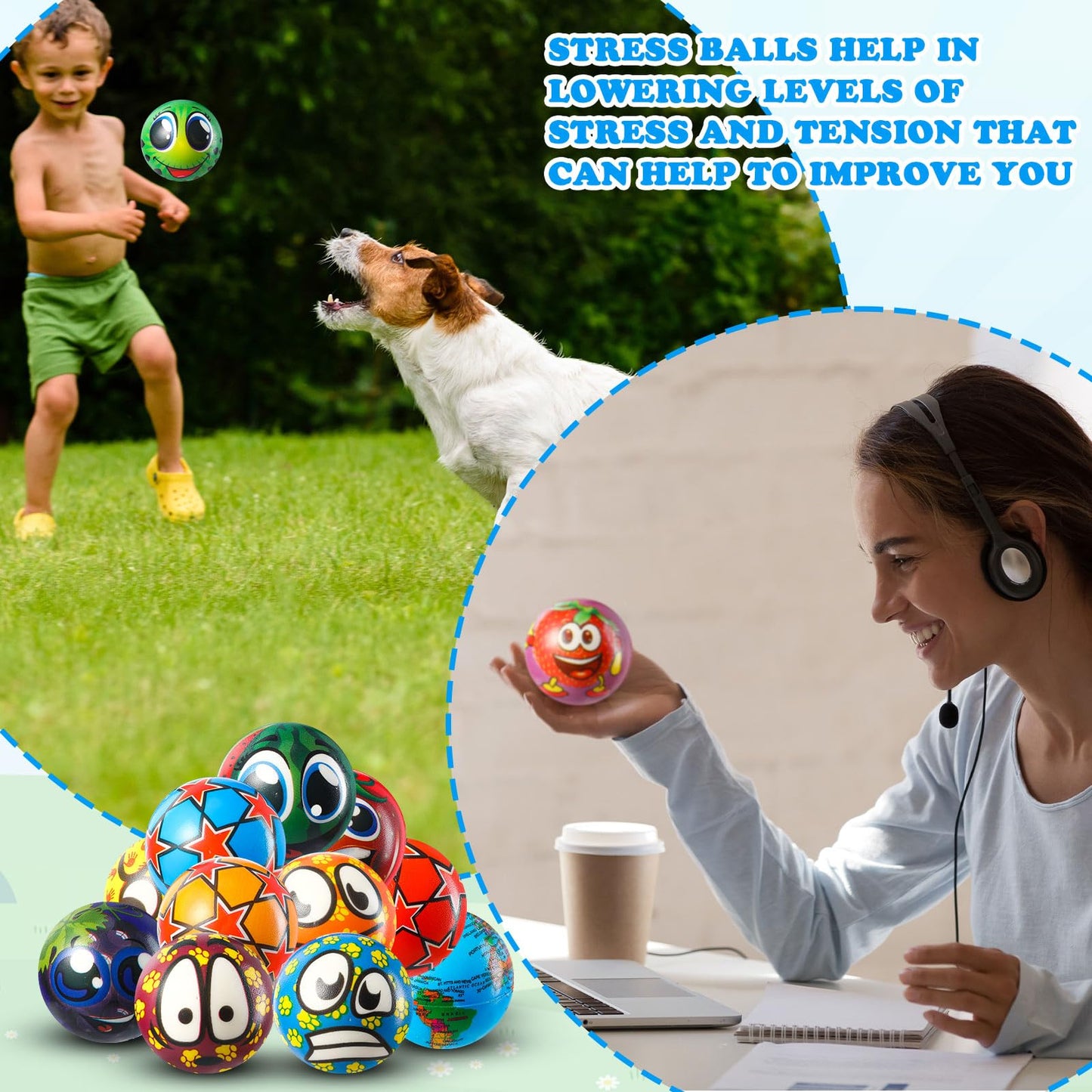 Yunsailing 108 Pcs Mini Stress Balls Bulk – 2.4-Inch Foam Fidget Toys for Classrooms, Parties & Home