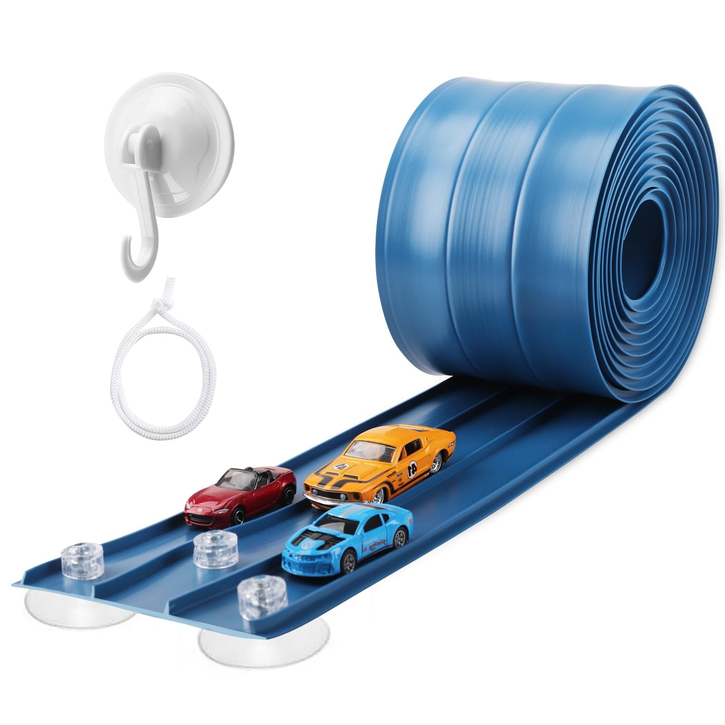 YUOIOYU 3-Lane Flexible Race Track for Kids — 15ft, Compatible with 1/64 Diecast Cars