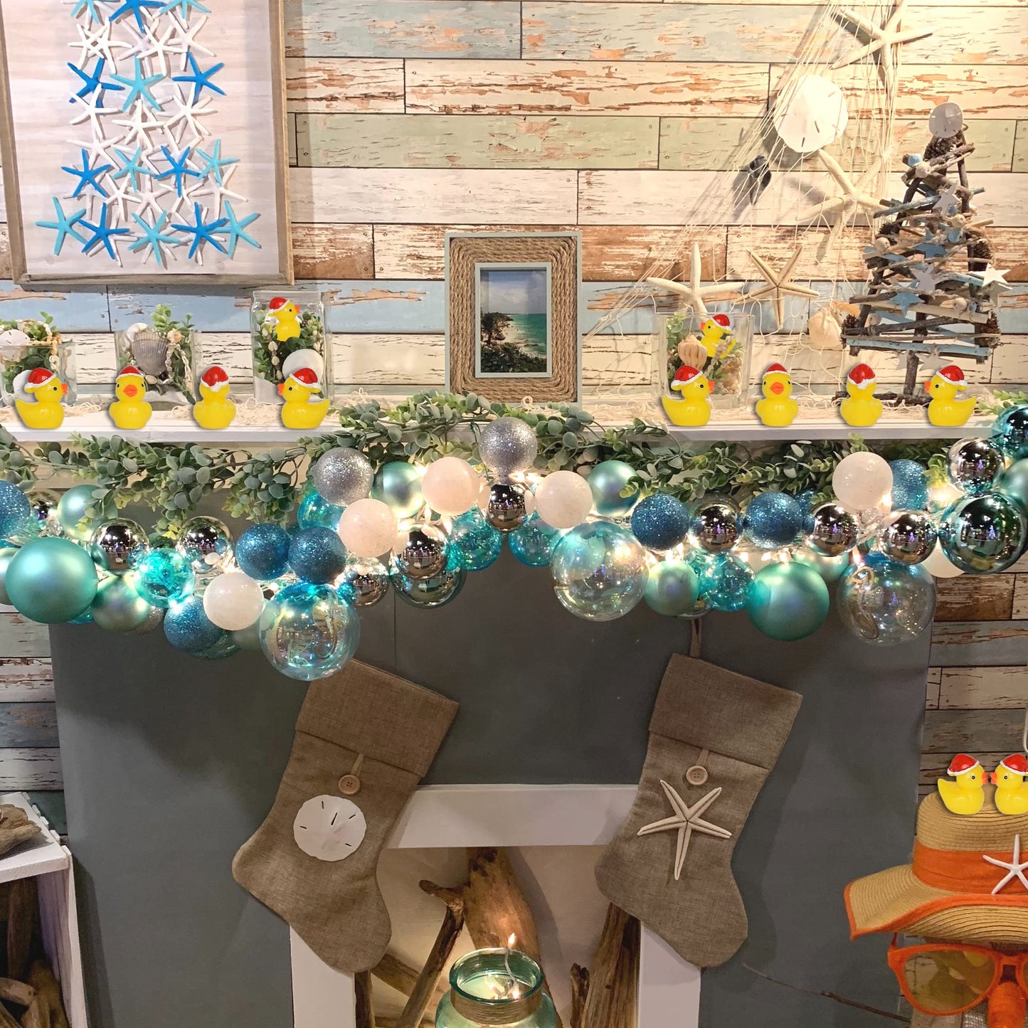 Yuronam 70-Piece Tiny Christmas Ducks Resin Miniatures for Slime, Dollhouse, and Garden Decor