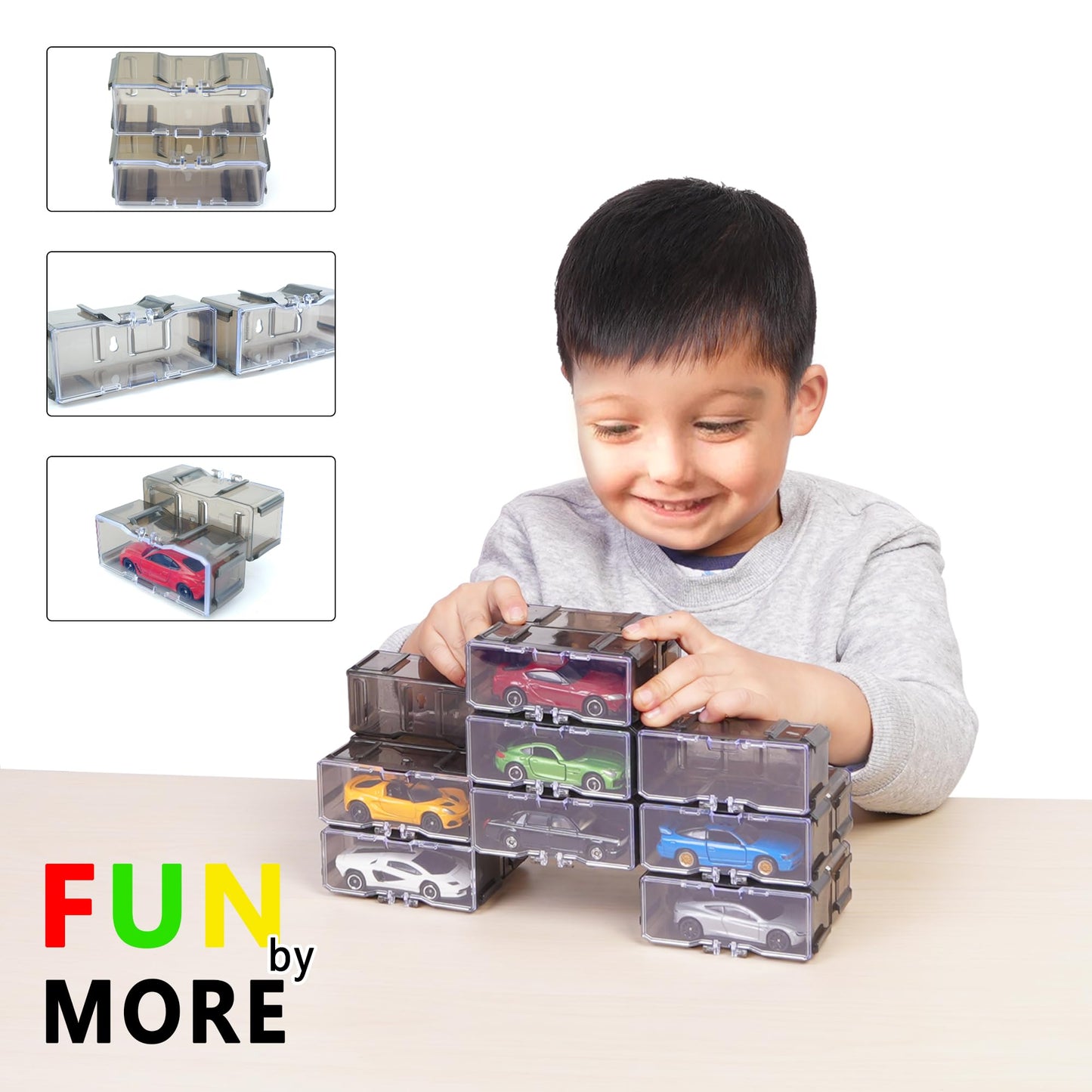 YYDS Toys Organizer Case for 1/64 Cars – Interlocking Display, Holds 10–40 Cars (White)