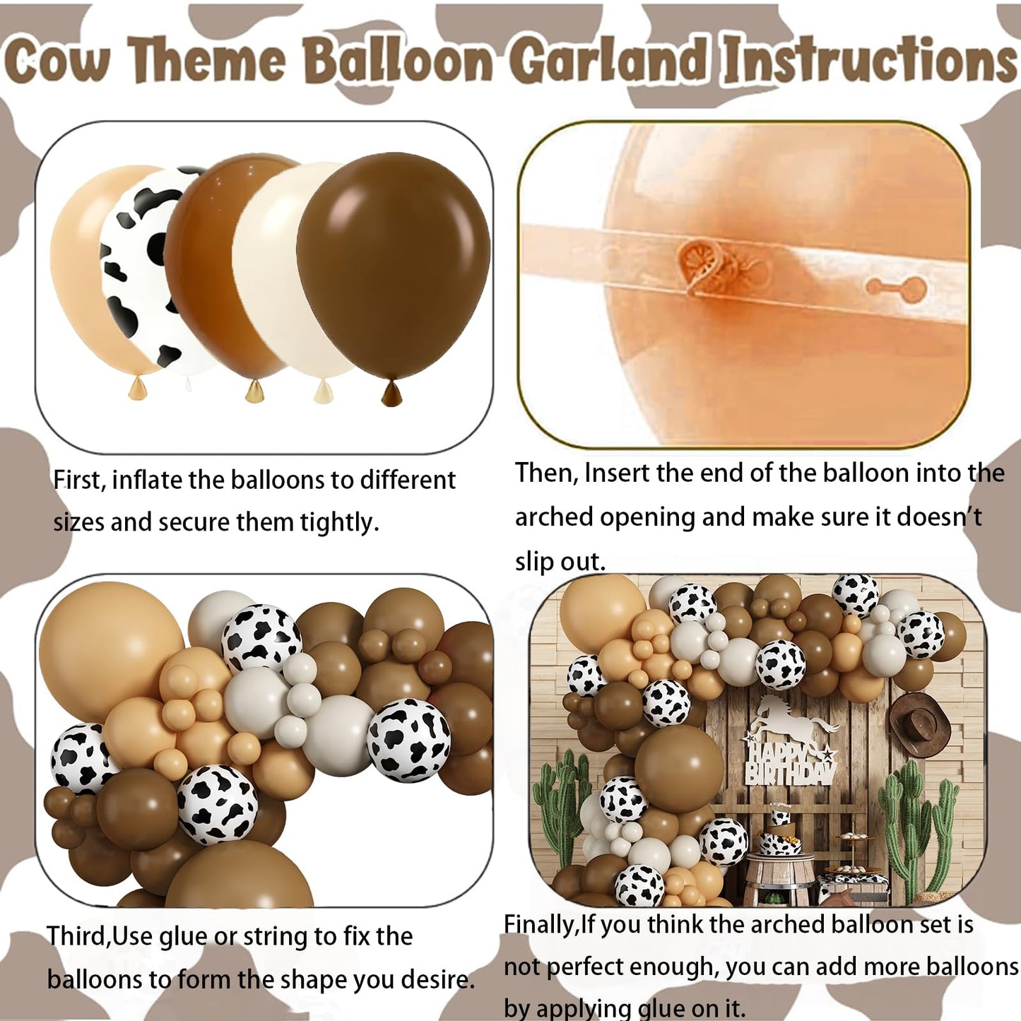 YYDTMHT 140pcs Western Cowboy Balloon Garland Arch Kit | First Rodeo Party Decorations