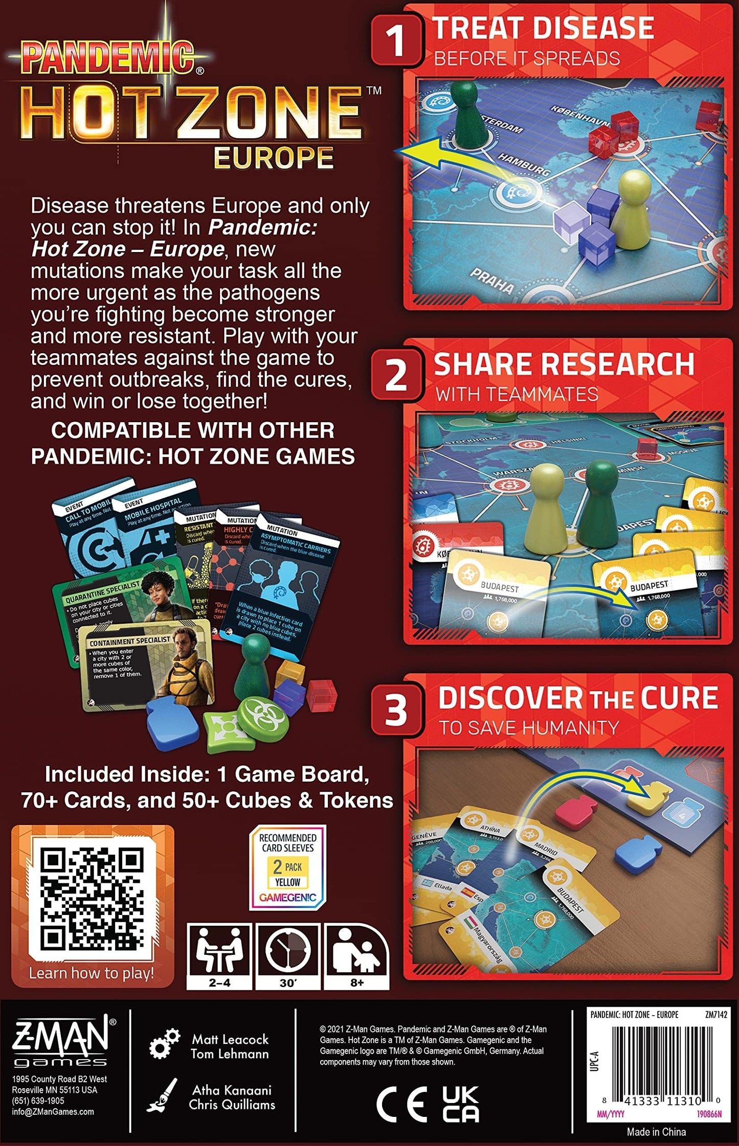 Pandemic Hot Zone Europe Board Game – Cooperative Strategy by Z-Man Games | 2-4 Players, 30 Minutes