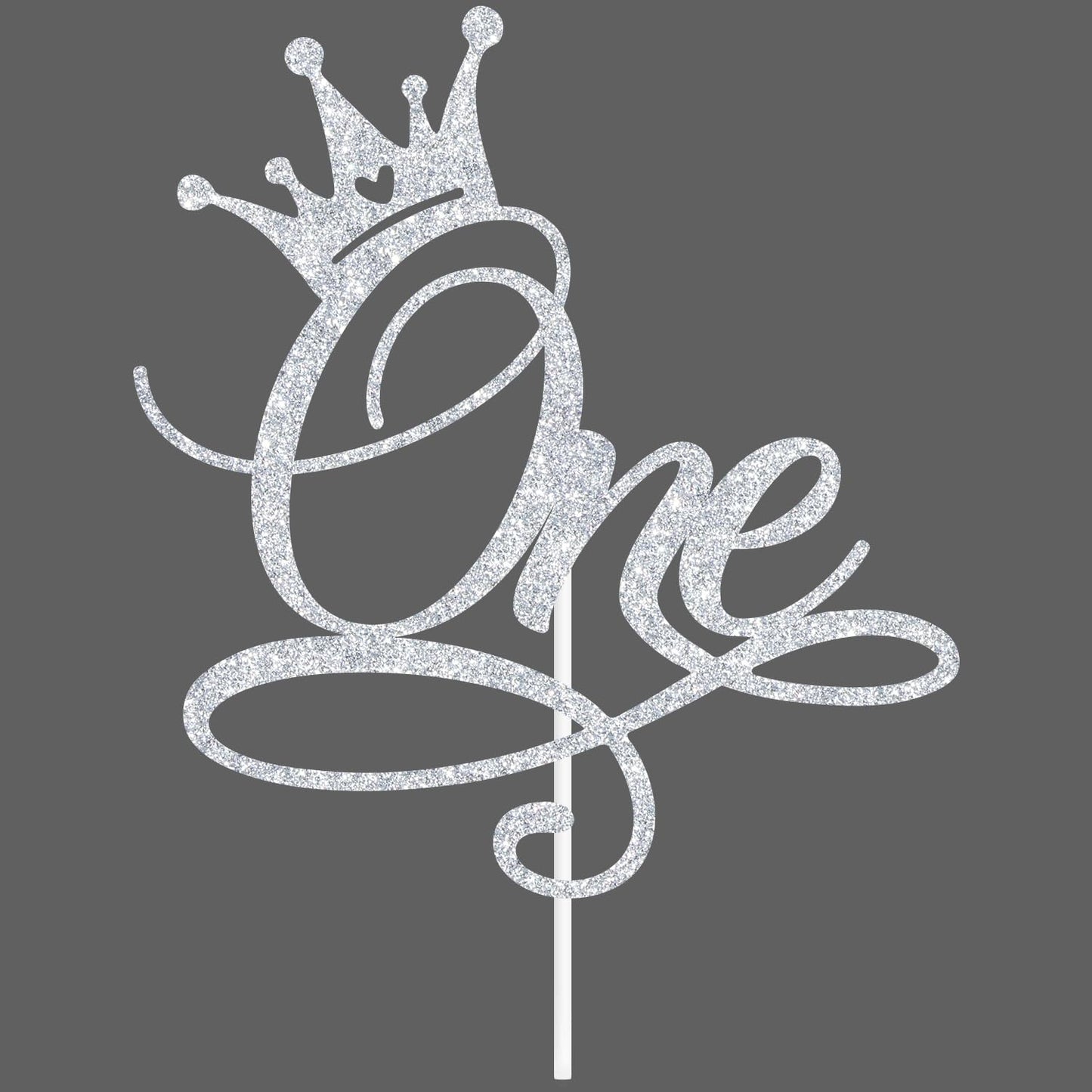 ZACHAKO Sliver Glitter One Cake Topper – Wild One / Princess Birthday