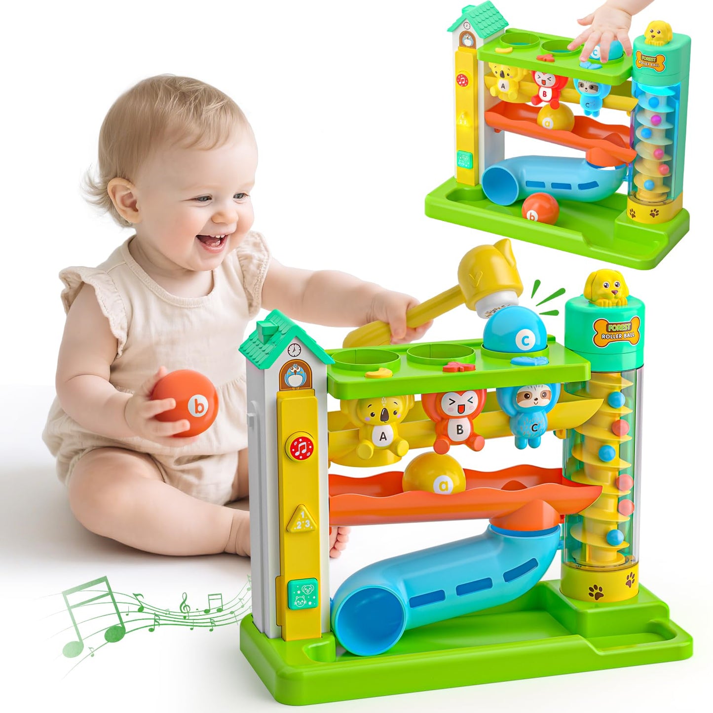 Zardali Musical Pound & Ball Toy for 1 Year Olds – Color Match, Animals, Numbers 1-10, 10 Songs