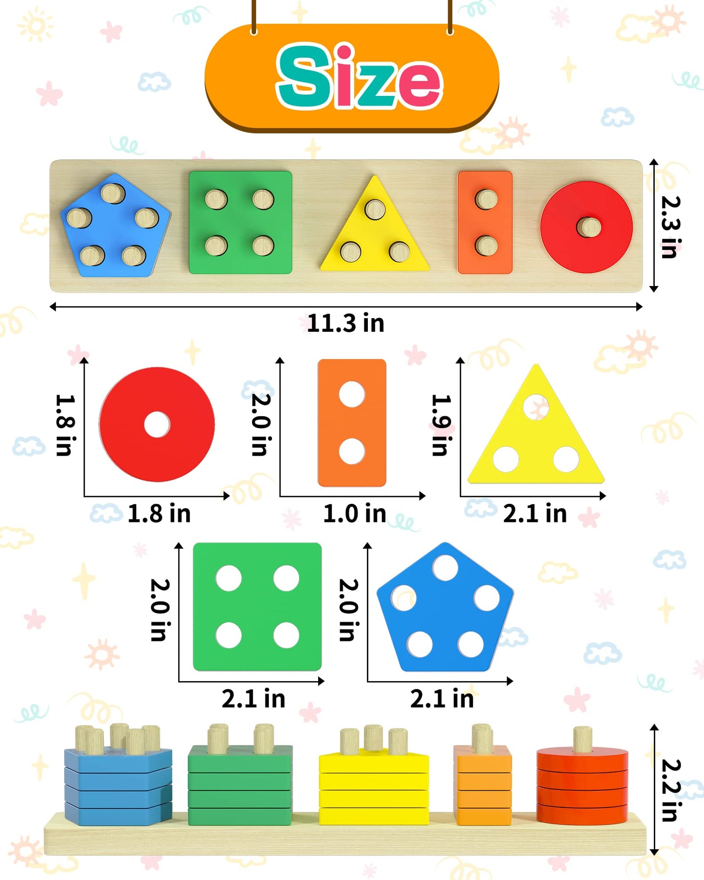 Zartores Montessori Shape Sorter for Toddlers 1-3 | Wooden Learning Puzzle