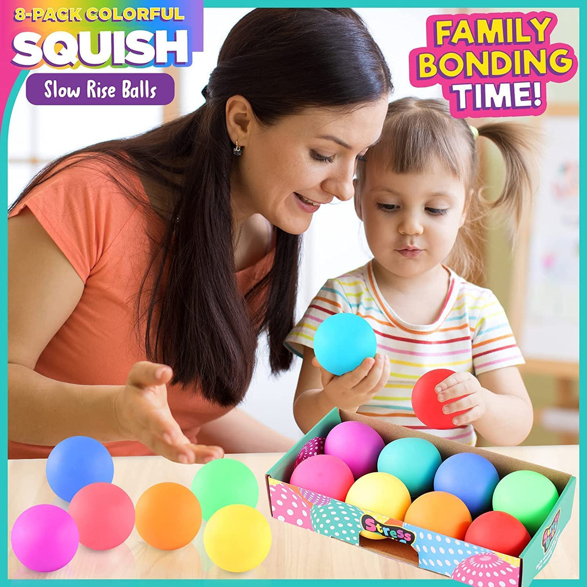 ZaxiDeel Slow Rising Stress Balls 8 Pack – Fidget Toys for Anxiety Relief, Focus & Calm