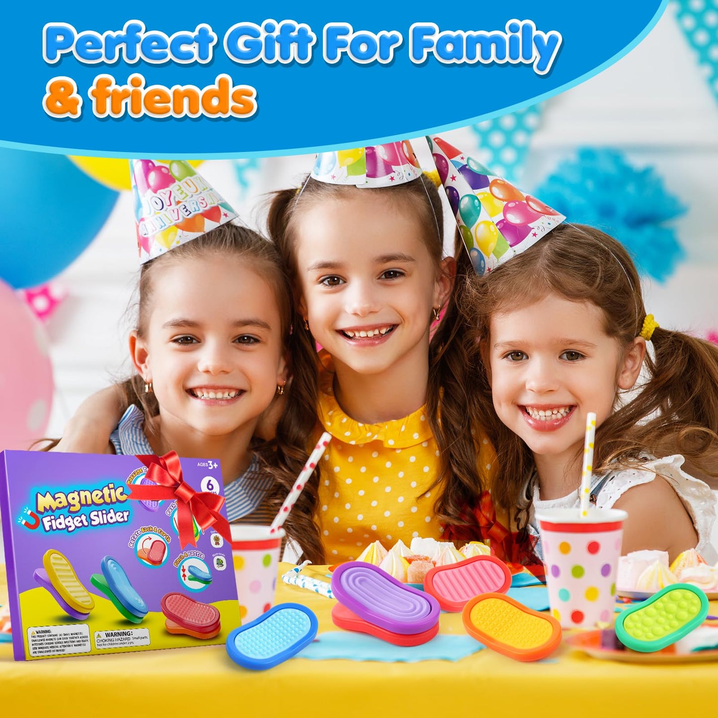 ZaxiDeel Fidget Sensory Toys – 6-Pack Silicone Textured Sliders with Magnetic Play