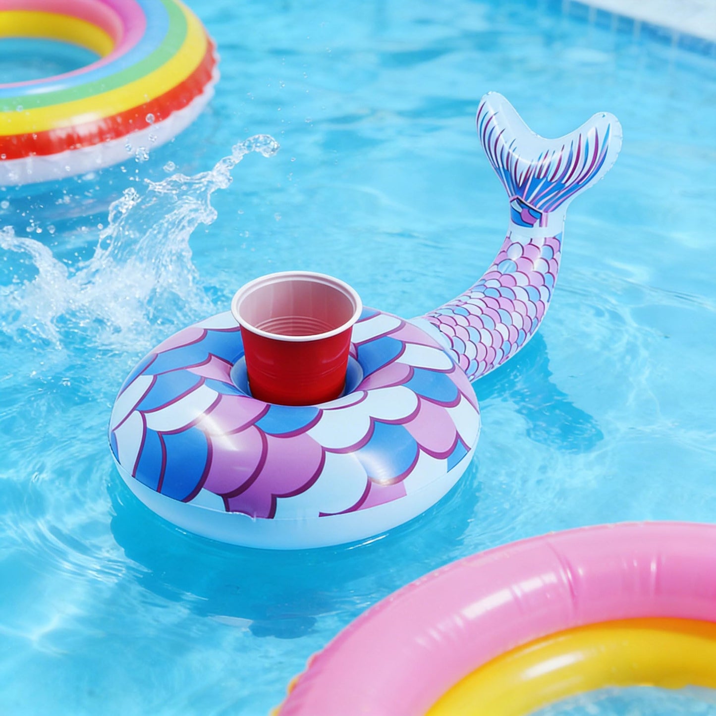 Zcaukya 12 Pack Inflatable Floating Drinking Holders - Pool Party Drink Floats & Cup Coasters