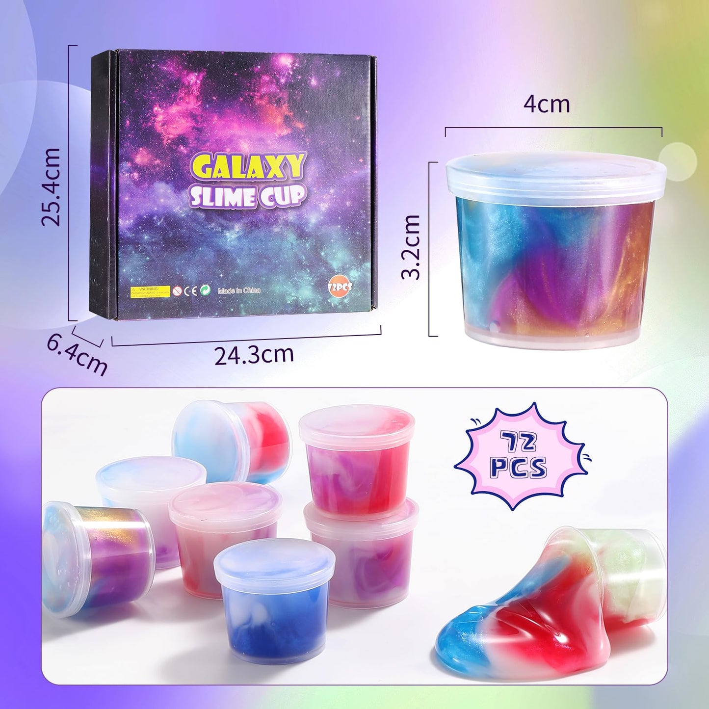 ZDTHNSIAT Galaxy Slime Toy 72-Pack – Colorful Fidget Slime for Kids, Party Favors