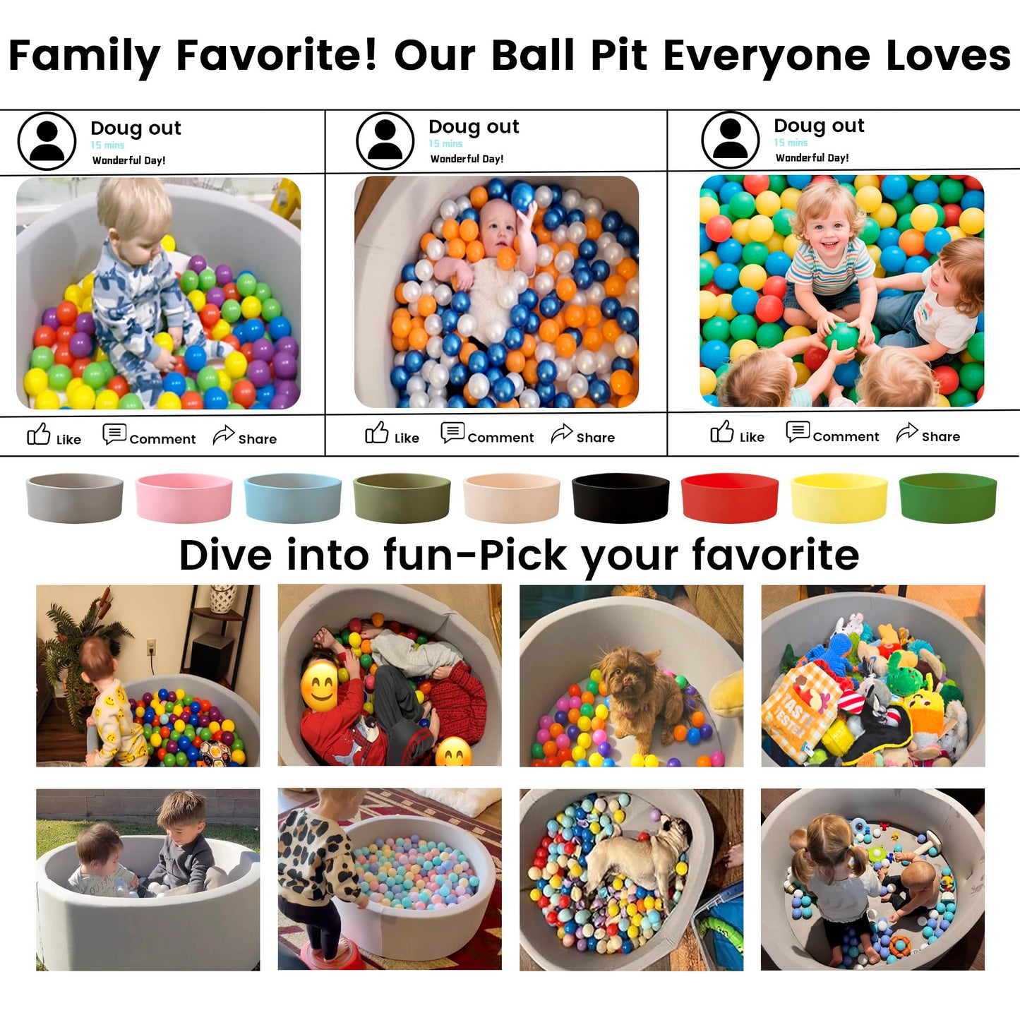 Zedachica Ball Pit for Toddlers – 47.24 in Diameter x 15.75 in Height, Soft Memory Foam Ball Pool (Red) No Balls Included