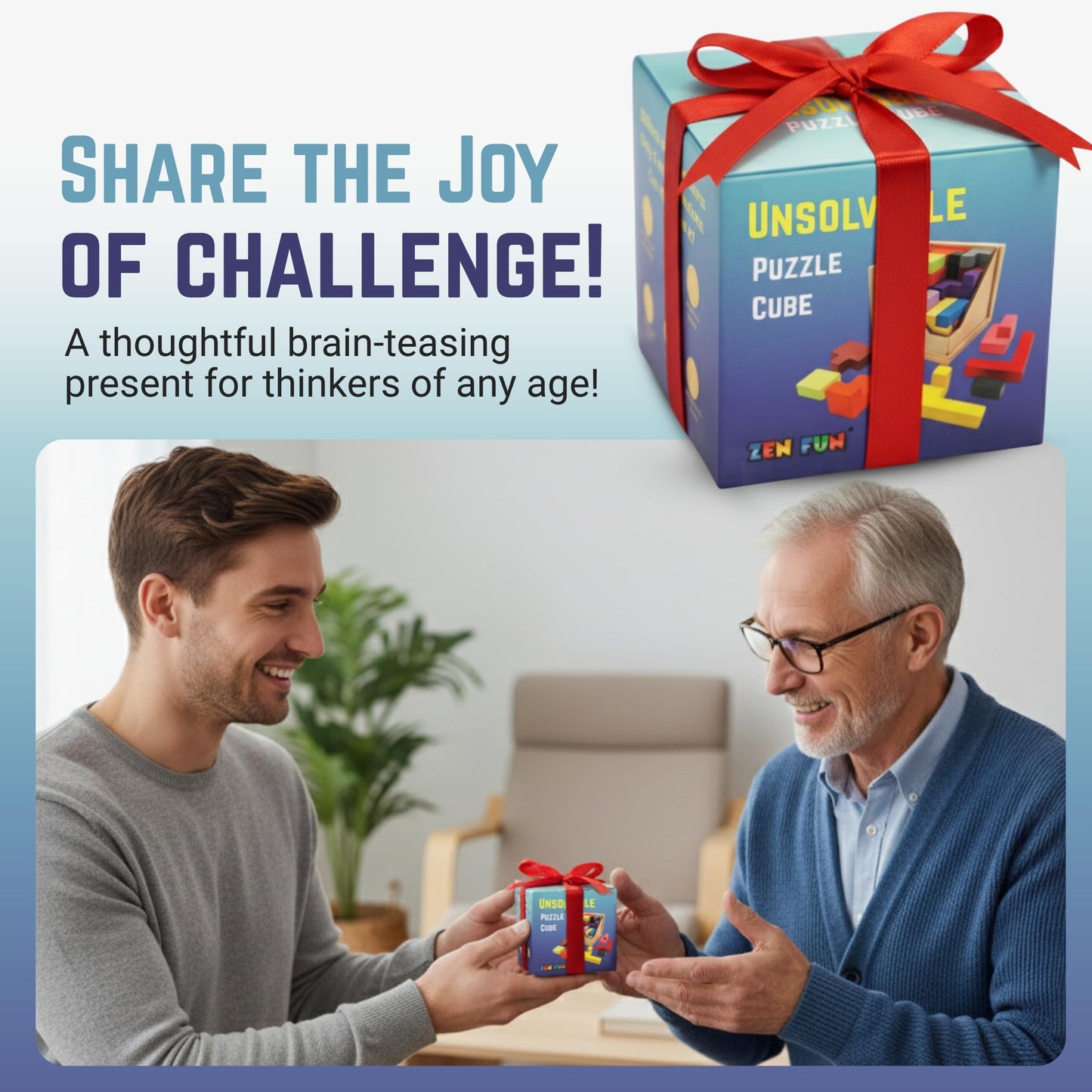 Zen Fun Unsolvable Puzzle Cube - Hardest Brain Teaser for Adults (32 Pieces)