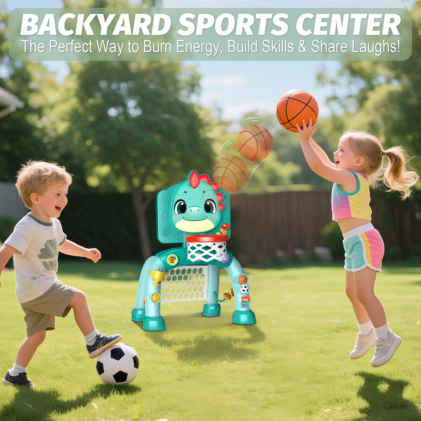 Zerhunt 4-in-1 Dinosaur Sports Center for Toddlers | Motor Skills, Lights & Music