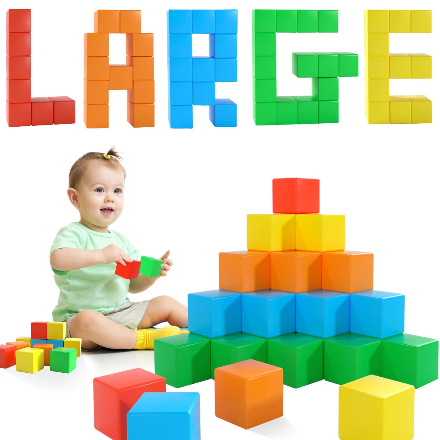Zerxona Magnetic Blocks 1.41in 28 Pcs – Large STEM Building Toy for Ages 3-8
