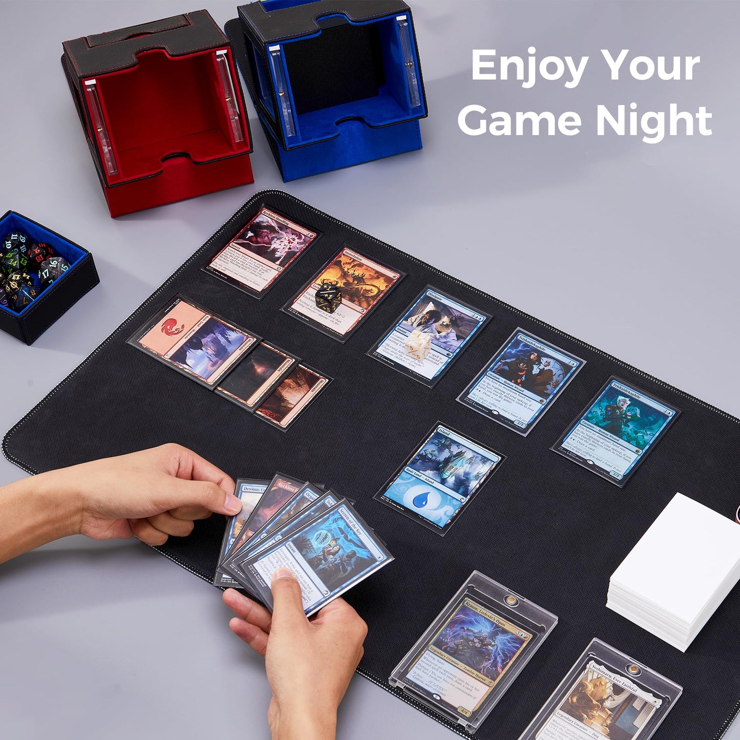 Zettokete MTG Commander Deck Box – Patented Dual Display Windows, 100+ Sleeved Cards