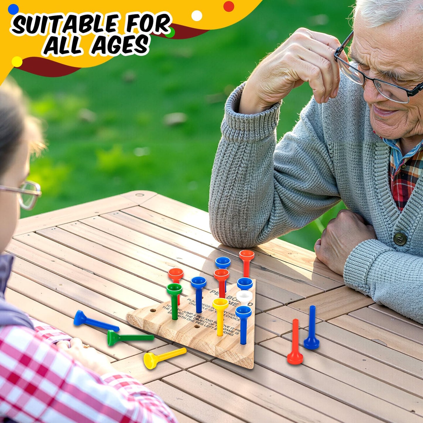 Zhanmai Wooden Triangle Peg Game – 3 Sets | Portable Educational Strategy Toy