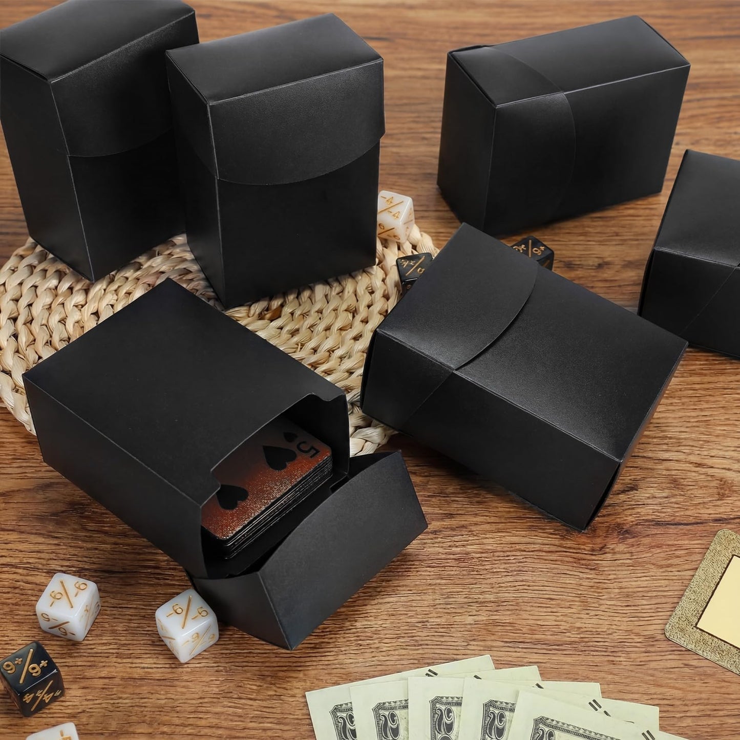 Zhehao 40-Piece Card Box Set with Dividers – Black Deck Boxes for Trading Cards & Games Storage