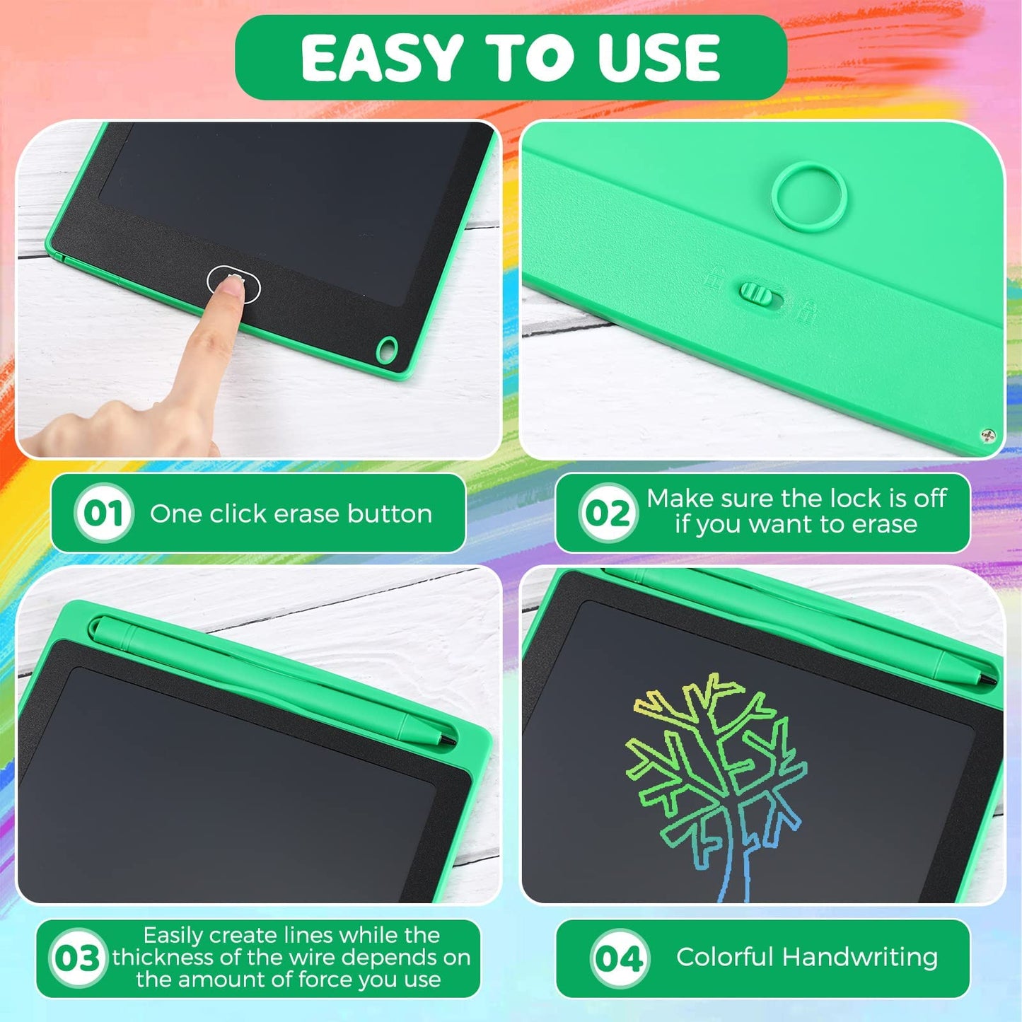 Zhehao 32-Pcs LCD Writing Tablet Set for Kids — 8.5-Inch Colorful Doodle Boards (Ages 3-10)