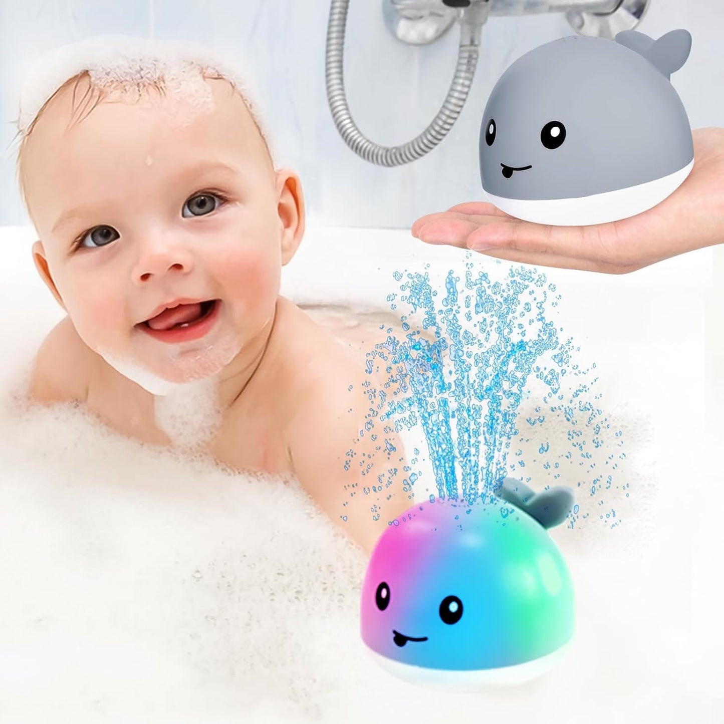 ZHENDUO Rechargeable Light Up Bath Toy – Spray & Glow Whale for Toddlers