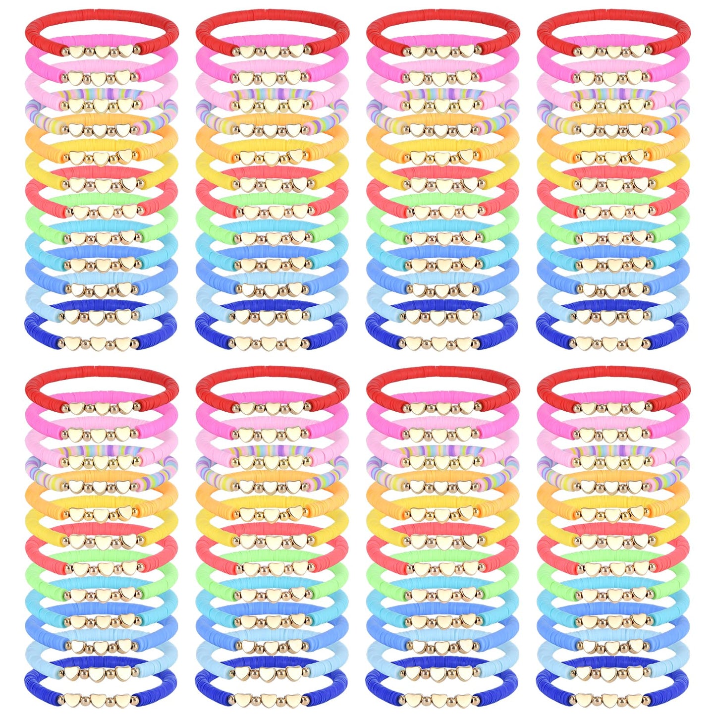 ZHLISHQINJJ 96 Pcs Colorful Heart Friendship Bracelets – Boho Beaded Gift Set