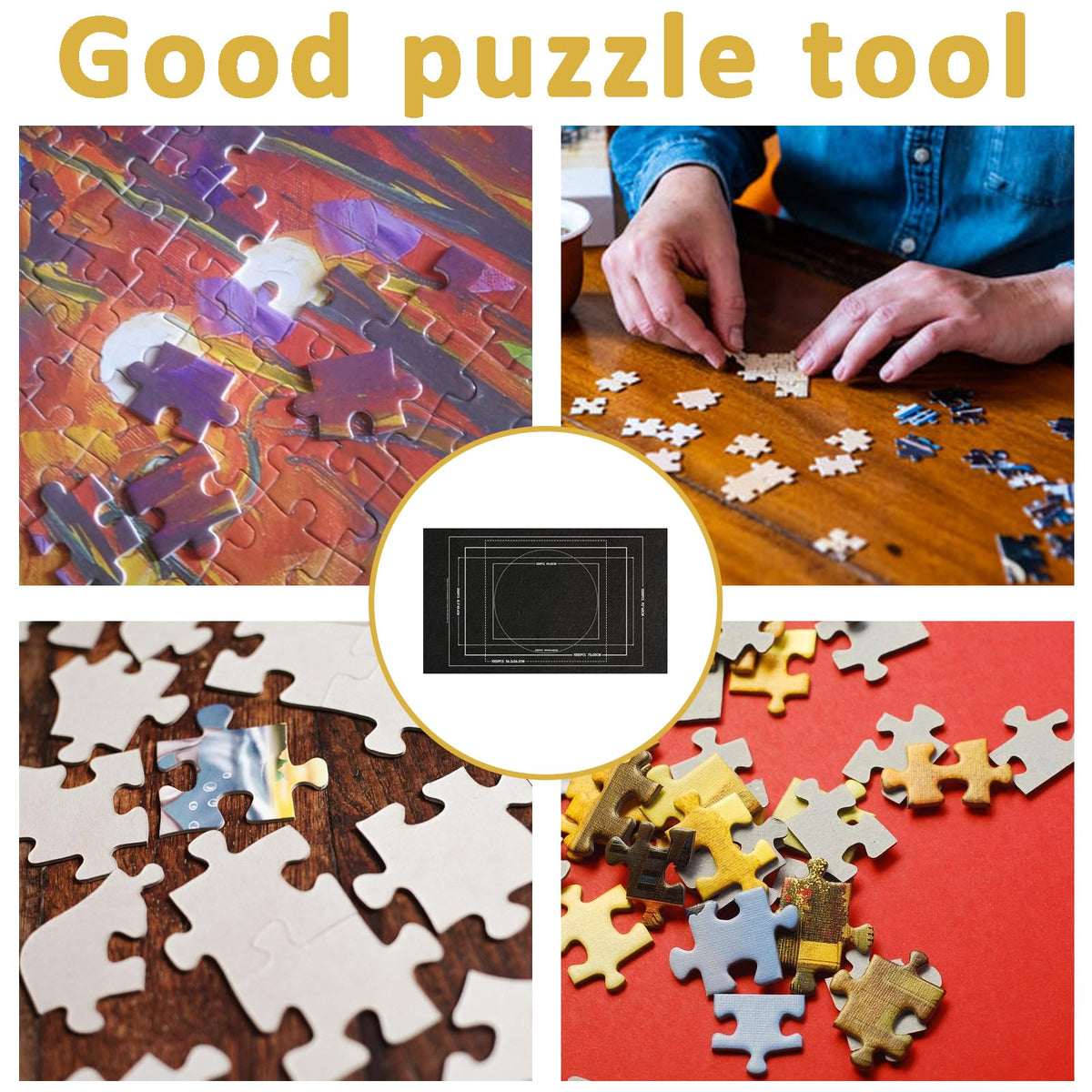 ZHLKHIOP Puzzle Mat Roll Up – Large 1500-Piece Surface, Non-Slip, Portable, Black