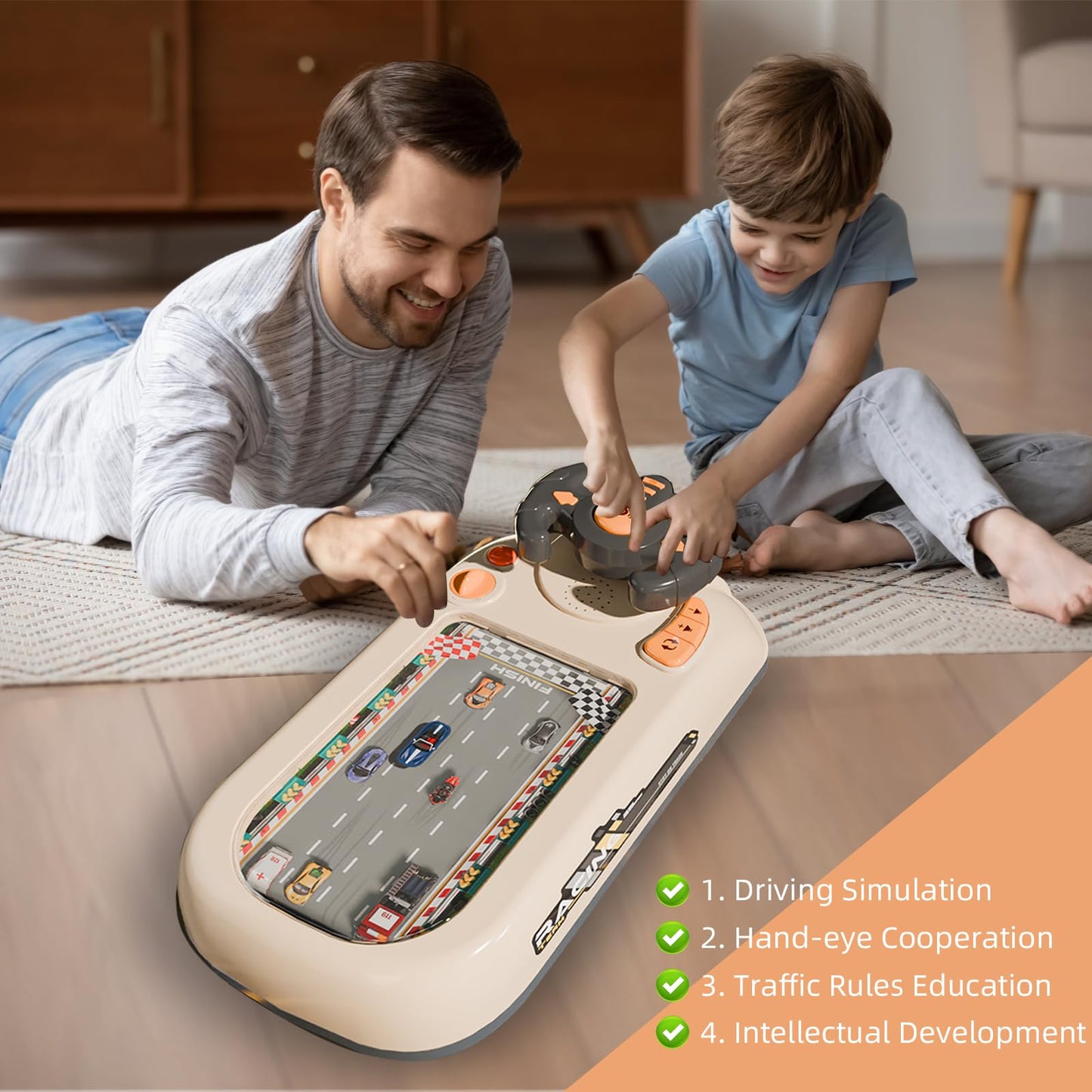 Zhorange Musical Steering Wheel Toy for Kids – Lights, Sounds & Educational Play