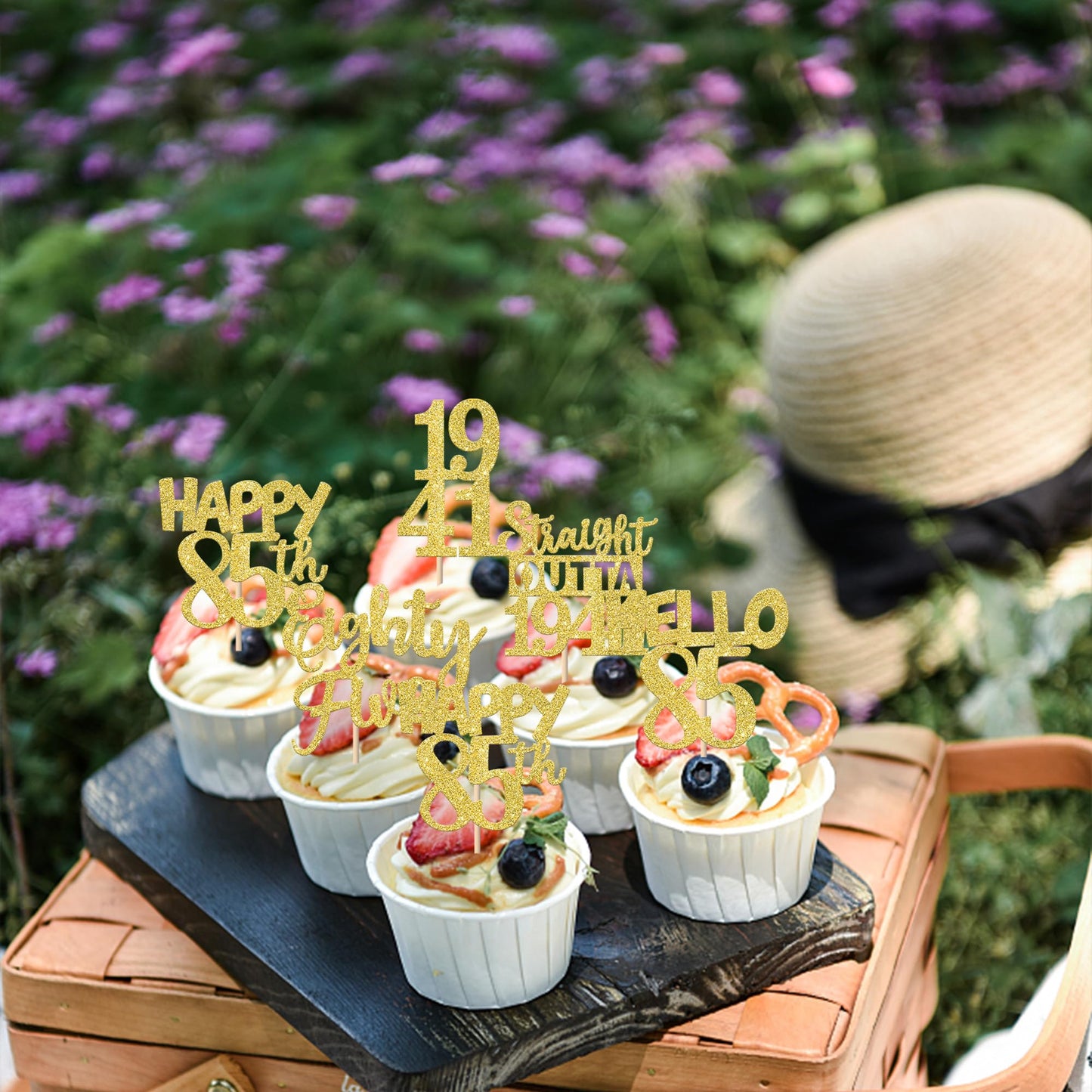 ZHUOWEISM 30Pcs Straight Outta 1941 Cupcake Toppers – Gold Glitter 85th Birthday Picks