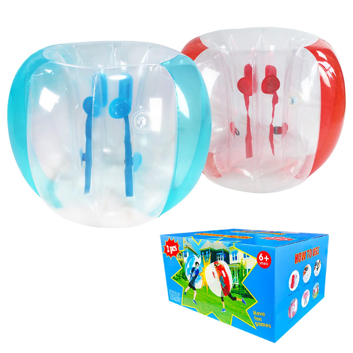 ZHUYNXIR 2 PC Sumo Ball 48in – Wearable Inflatable Bumper Ball for Kids & Adults (Blue/Red)