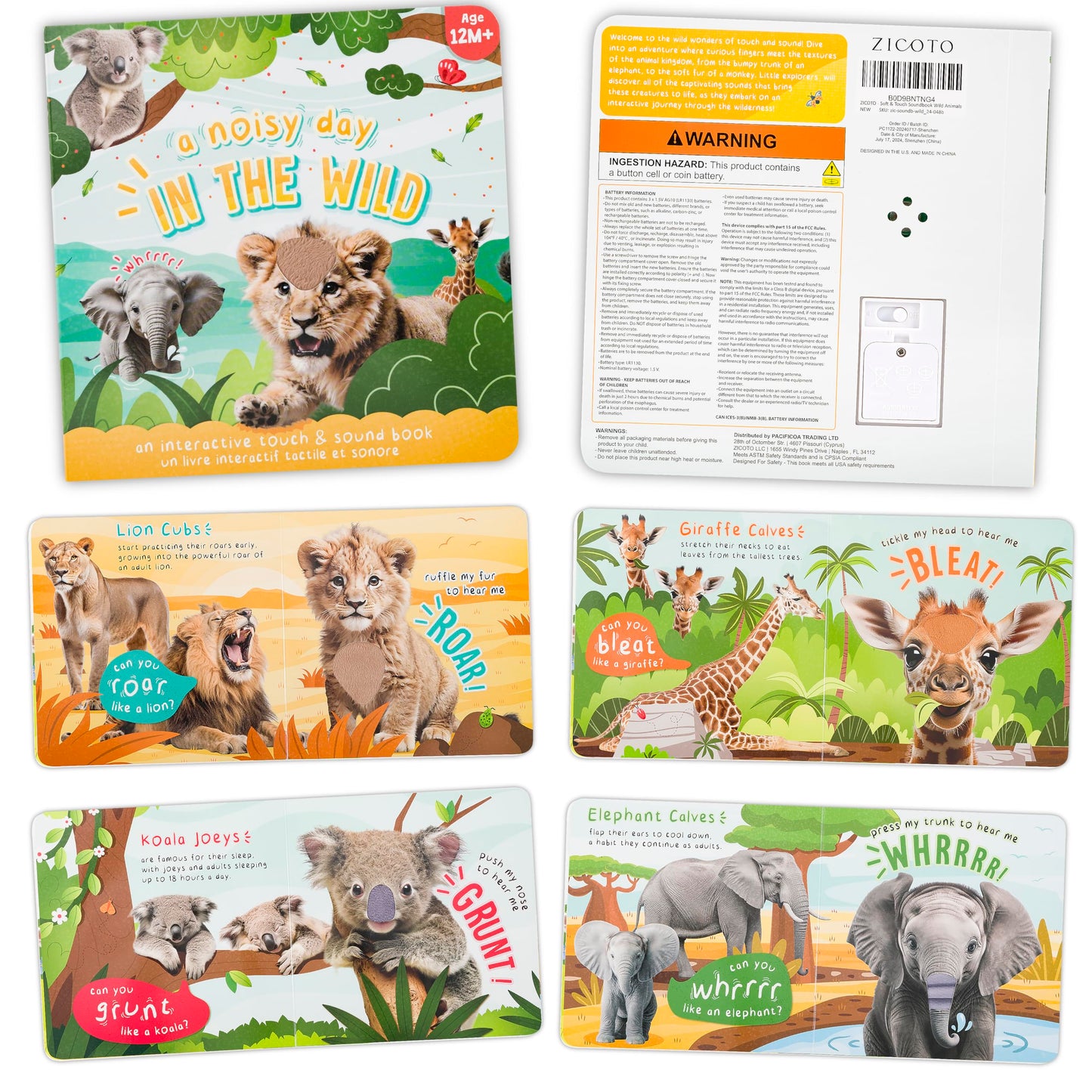 ZICOTO Fun Touch & Feel Sound Book for Babies and Toddlers — Farm Animal Sounds (12-18 Months)