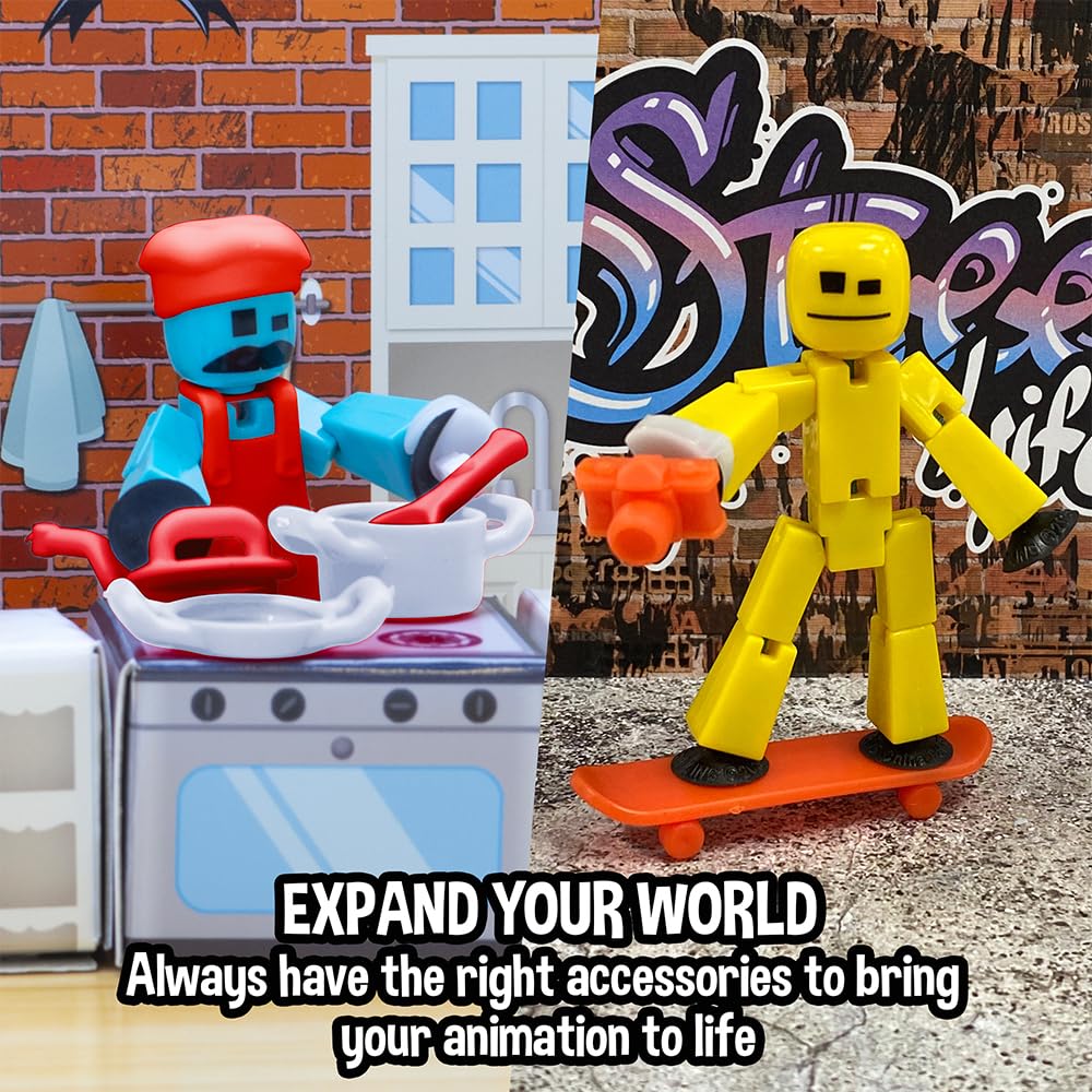 Zing Stikbot Chef & Lifestyle Dual Action Pack — Pack B (Blue & Yellow)